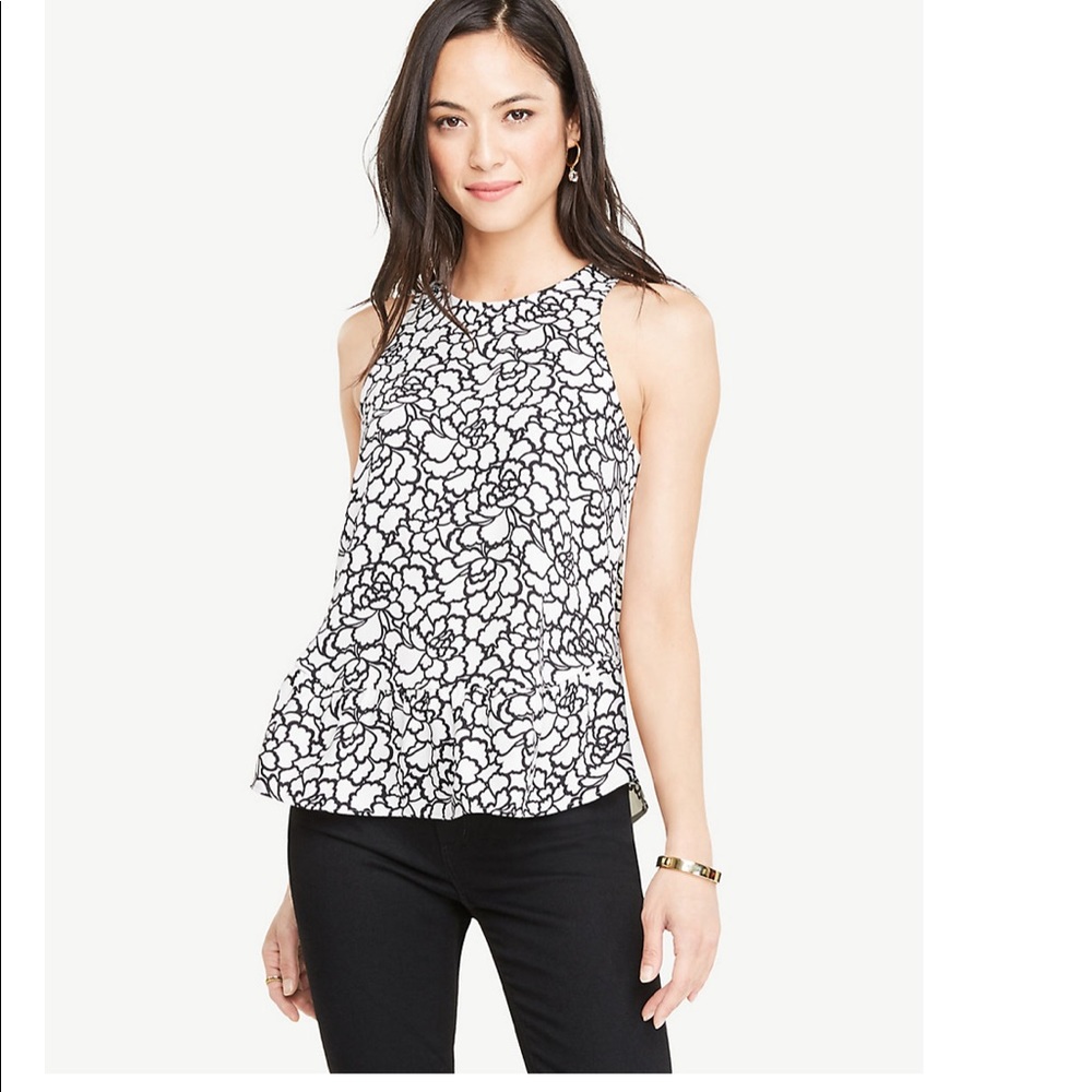 Ann Taylor sleeveless ruffle swing top